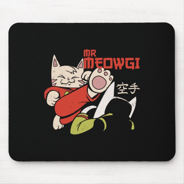 Funny Meowgi Karate Cat Meow Design Manar Kvinnor Musmatta (Framsidan)