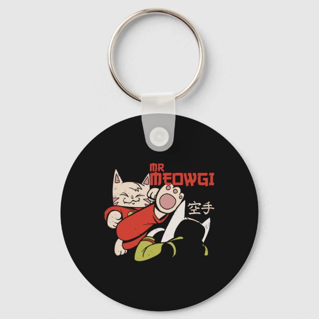 Funny Meowgi Karate Cat Meow Design Manar Kvinnor Nyckelring (Framsida)