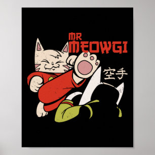 Funny Meowgi Karate Cat Meow Design Manar Kvinnor Poster