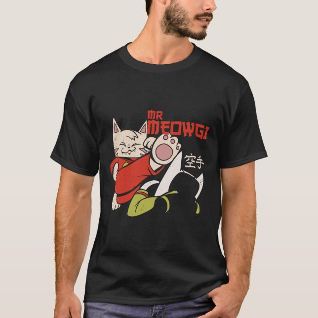 Funny Meowgi Karate Cat Meow Design Manar Kvinnor T Shirt (Framsida)
