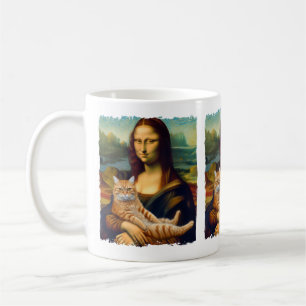Funny Meowna Lisa Porträtt Cat Lovers & Pet Owners Kaffemugg