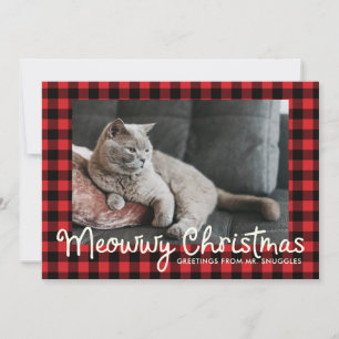 Funny Meowwy och Bwight Helgdag Foto Hälsning Julkort