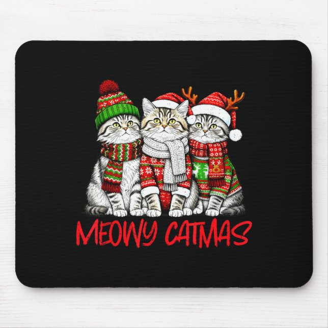 Funny Meowy Catmas Christmas Cats Ugly Sweater Gra Musmatta (Framsidan)