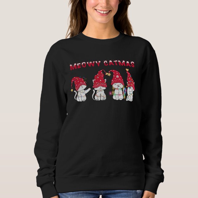 Funny Meowy Catmas Xmas Cat Tree Light Christmas K T Shirt (Framsida)
