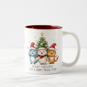 Funny Meowy jul Gott nytt år Cats Två-Tonad Mugg