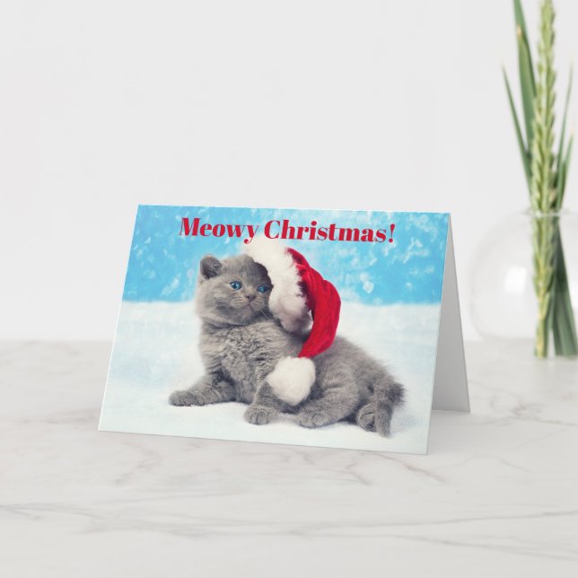 Funny Meowy Jul Kitten Card 2 Helgkort (Framsida)