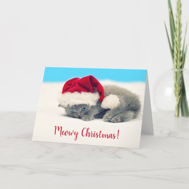 Funny Meowy Jul Kitten Card Helgkort (Framsida)