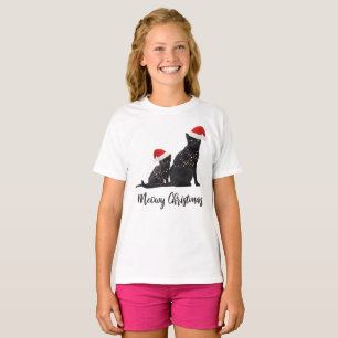 Funny Meowy jul Svarta katter Santa Hat T Shirt