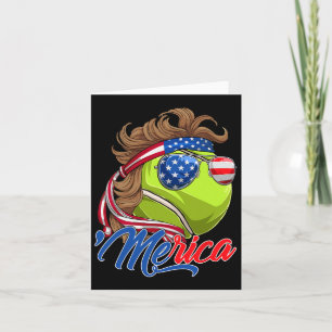 Funny Merica Tennis Boll och USA flagga Sungles 4: Kort