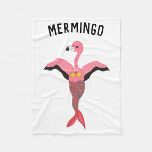 Funny Mermingo Graphic: Flamingo-Sjöjungfru Fleecefilt