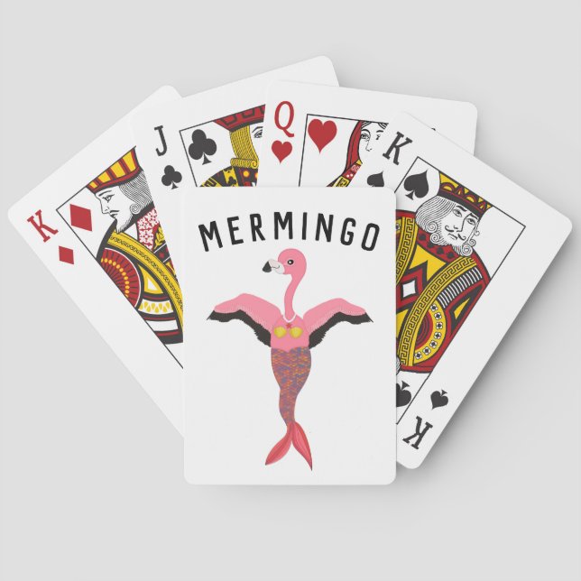 Funny Mermingo Graphic: Flamingo-Sjöjungfru-kort Casinokort (Baksidan)