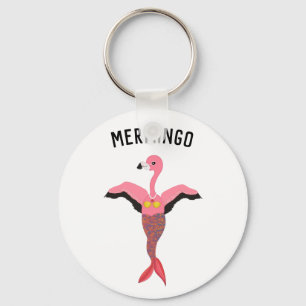 Funny Mermingo Magic Rosa Flamingo Sjöjungfru Nyckelring