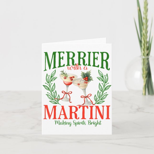 Funny Merrier With A Martini Bachelorette Merry Ch Kort (Framsida)