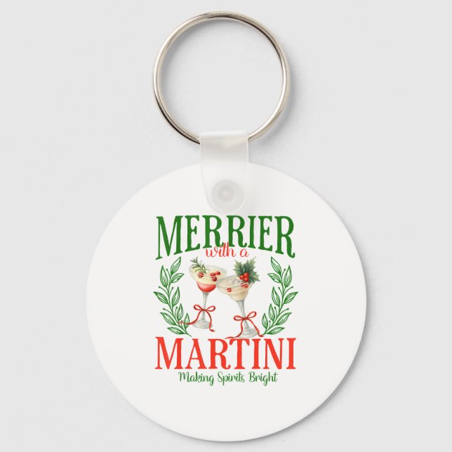 Funny Merrier With A Martini Bachelorette Merry Ch Nyckelring (Framsida)