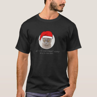 Funny Merry Cat jul Långärmad T Shirt