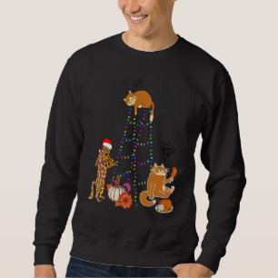 Funny Merry Catmas Cat Julgran Julafton Decorat Lång Ärmad Tröja