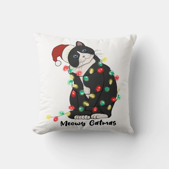Funny Merry Catmas Cat Kudde (Framsida)