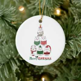 Funny Merry Catmas Julgran Kitten Julgransprydnad Keramik