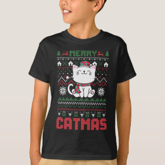 Funny Merry Catmas Ugly jul Sweater Cat Sant T Shirt