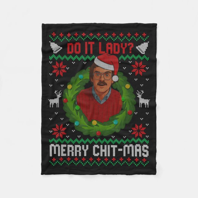 Funny Merry Chit-mas Ugly Christmas Sweater  Fleecefilt (Framsidan)