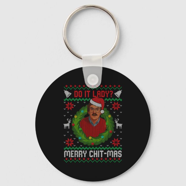 Funny Merry Chit-mas Ugly Christmas Sweater  Nyckelring (Framsida)