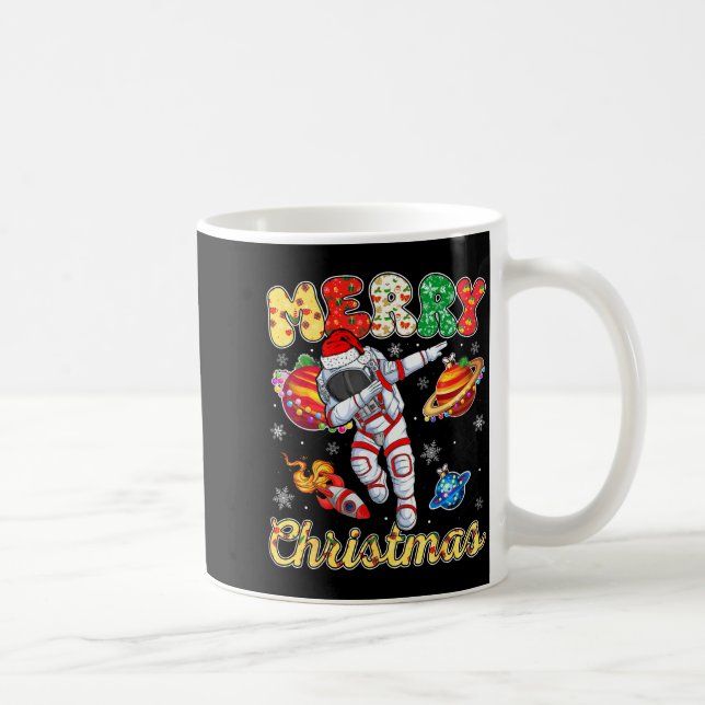 Funny Merry Christmas Astronaut Dabbing Space Snow Kaffemugg (Höger)