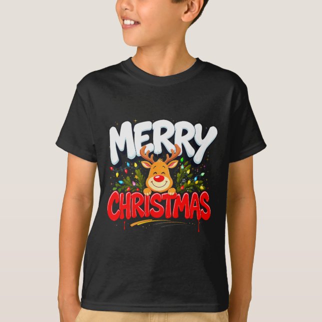 Funny Merry Christmas Reindeer Xmas Family Men &am T Shirt (Framsida)