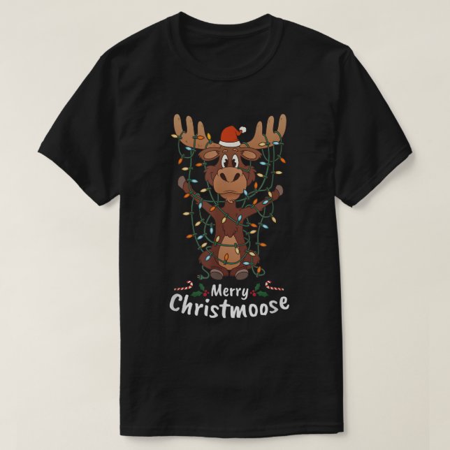 Funny Merry Christmoose | Cute Christmas Moose T Shirt (Design framsida)