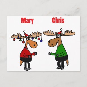 Funny Merry Christmoose Tecknad Helg Vykort