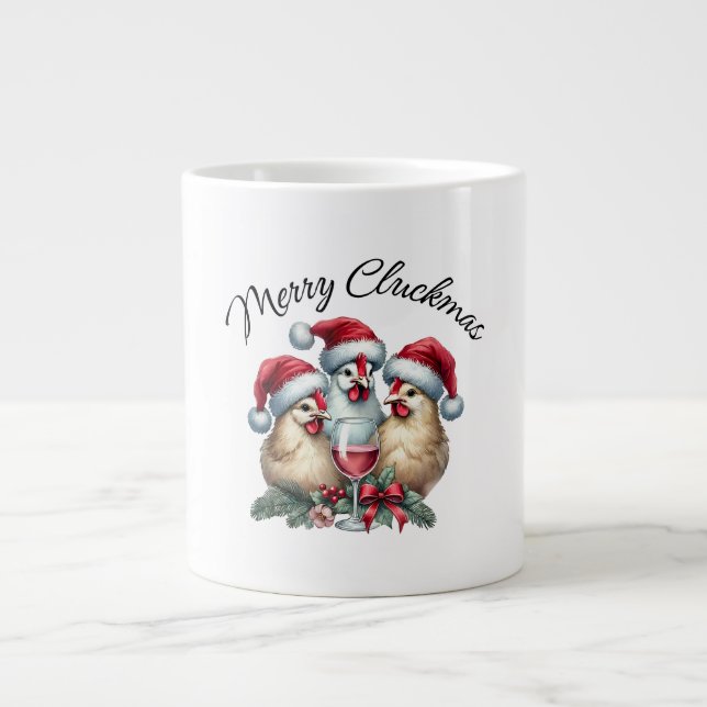 Funny MERRY CLUCKMAS Chicken Jumbo Mugg (Framsidan)