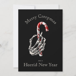 Funny Merry Creepmas Skeleton Candy cane Card Julkort