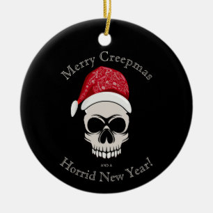 Funny Merry Creepmas Skull Santa Namn Julgransprydnad Keramik