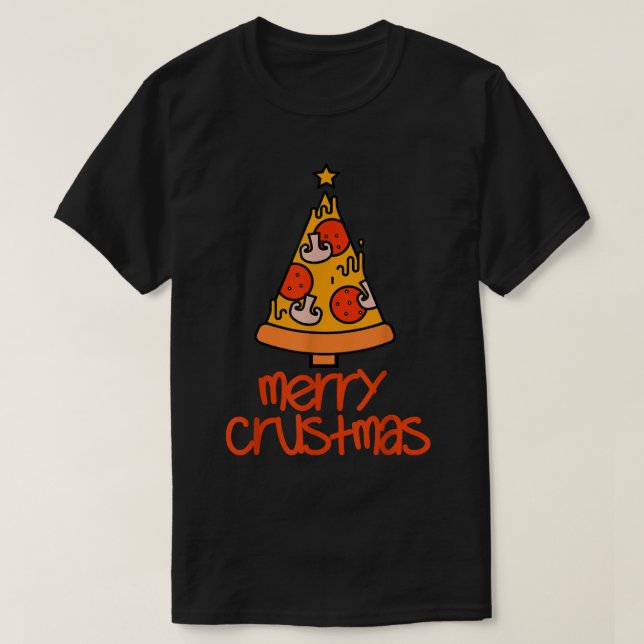 Funny Merry Crustmas Pizza Älskare jul Manar Wo T Shirt (Design framsida)