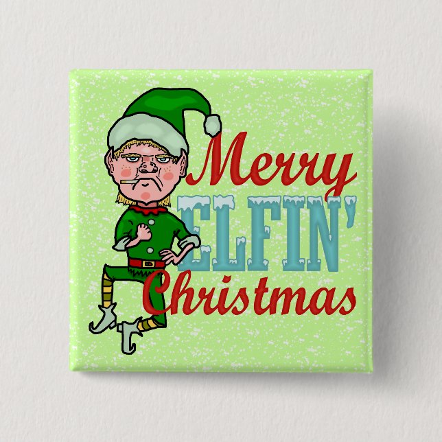 Funny Merry Elfin jul Bah Humbug Knapp (Framsida)