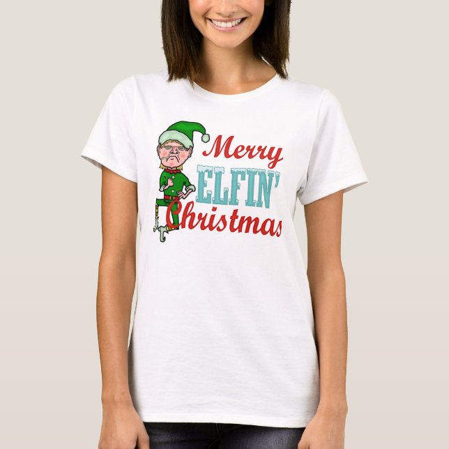 Funny Merry Elfin jul Pun Tee Shirt (Framsida)
