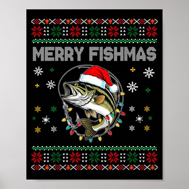 Funny Merry Fishmas B Fishing Christmas Ugly Sweat Poster (Framsidan)