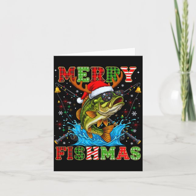 Funny Merry Fishmas Christmas Fish Xmas Fishing Fo Kort (Framsida)