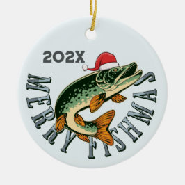 Funny Merry Fishmas Santa Fish Julgransprydnad Keramik