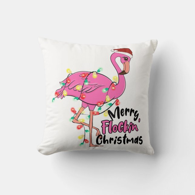 Funny Merry Flockin jul Flamingo Kudde (Framsida)