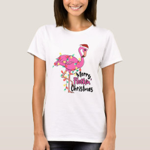 Funny Merry Flockin jul Flamingo T Shirt