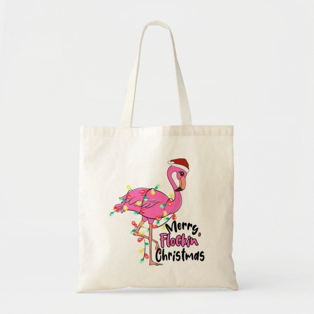 Funny Merry Flockin jul Flamingo Tygkasse (Framsidan)