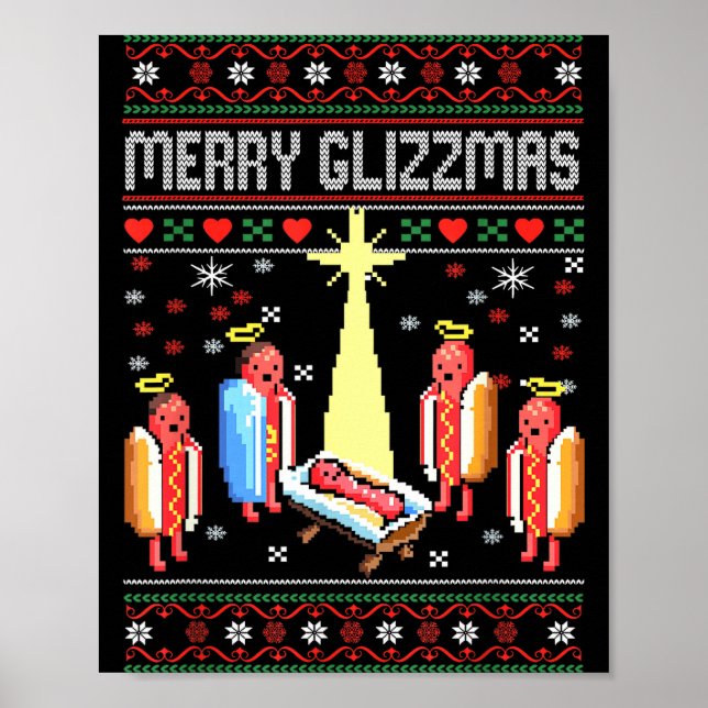 Funny Merry Glizzmas Hot Dogs Family Gro Ugly Chri Poster (Framsidan)