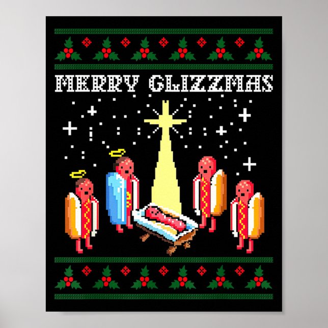 Funny Merry Glizzmas Hot Dogs Family Group Ugly Ch Poster (Framsidan)