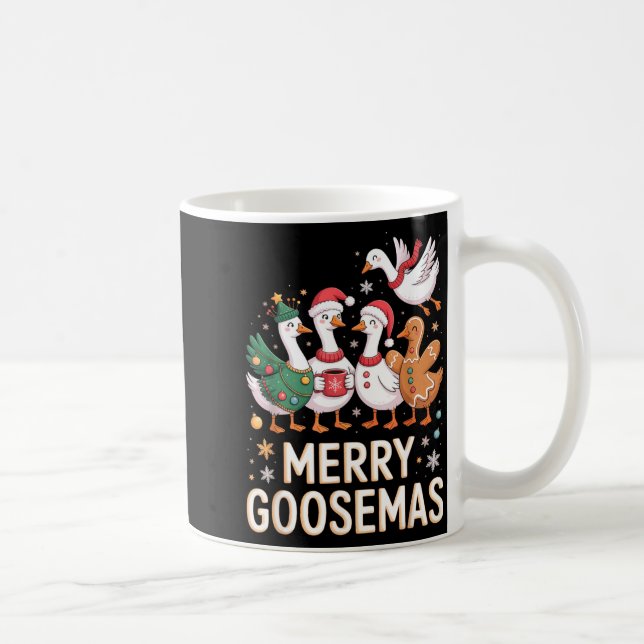 Funny Merry Goosemas Christmas Xmas Goose Family H Kaffemugg (Höger)