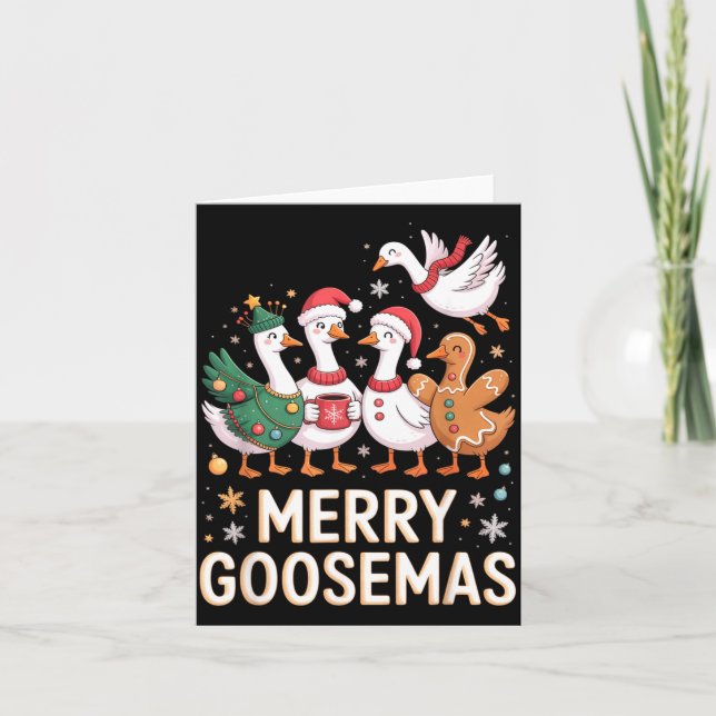Funny Merry Goosemas Christmas Xmas Goose Family H Kort (Framsida)
