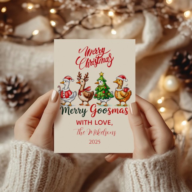 Funny Merry Goosmas Christmas Julkort (Skapare uppladdad)