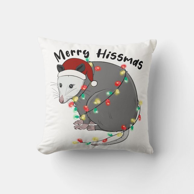 Funny Merry Hissmas Opossum Kudde (Framsida)