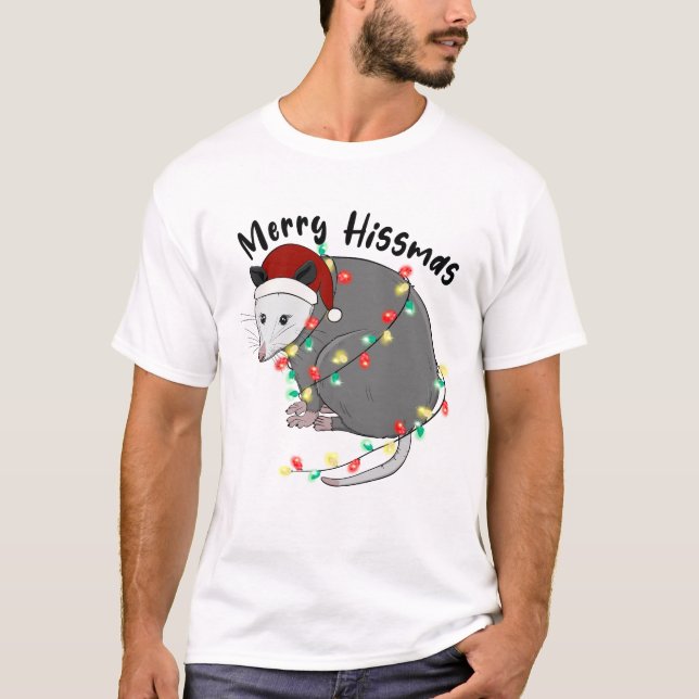 Funny Merry Hissmas Opossum T Shirt (Framsida)