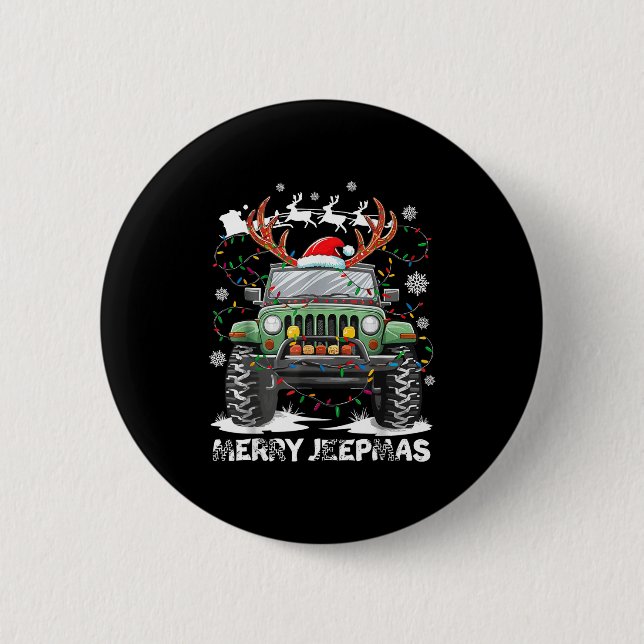 Funny Merry Jeepmas Ugly Light Reindeer Christmas  Knapp (Framsida)