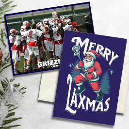 Funny Merry Laxmas Lacrosse Team Christmas Photo Julkort